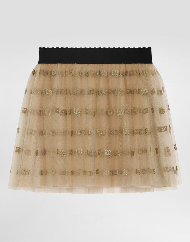 Gonna in jersey lamé e tulle