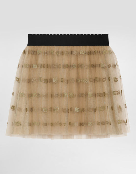 Gonna in jersey lamé e tulle