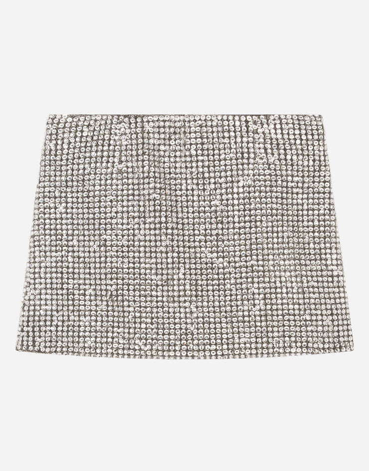 Gonna corta in Jersey con strass adesivi