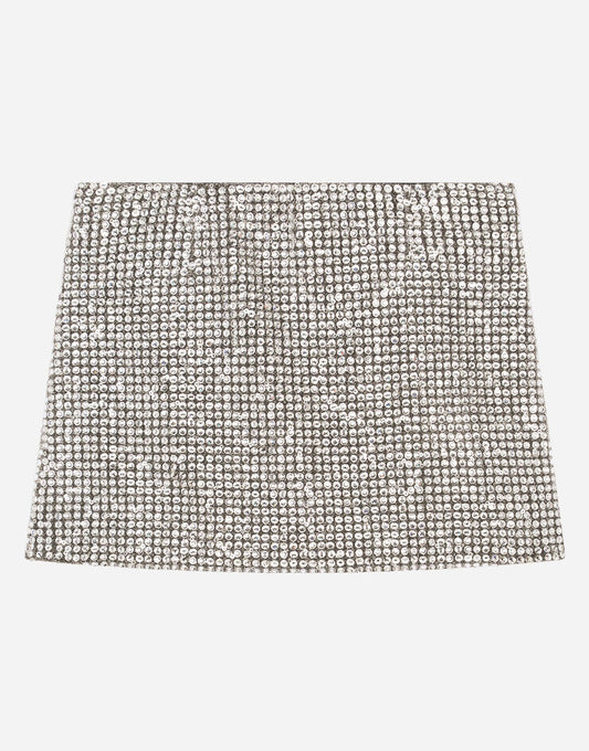 Gonna corta in Jersey con strass adesivi