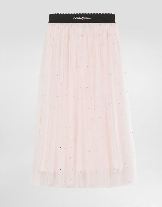 Gonna in tulle con decorazioni in strass