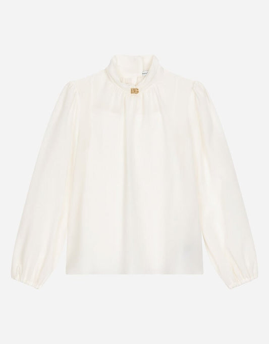 Blusa de Crêpe de Chine con Logo DG