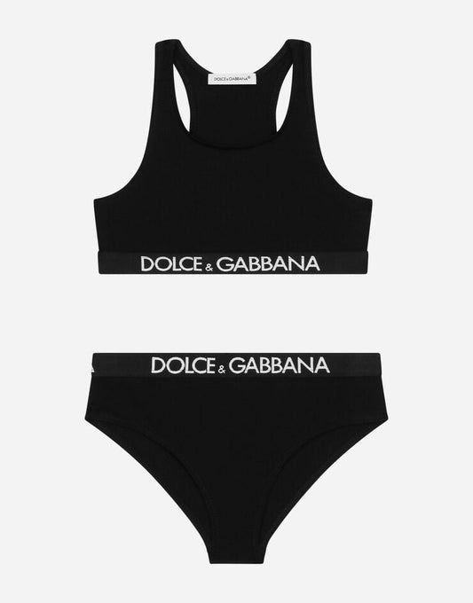 Set di biancheria intima in jersey con elastico in vita con il marchio
