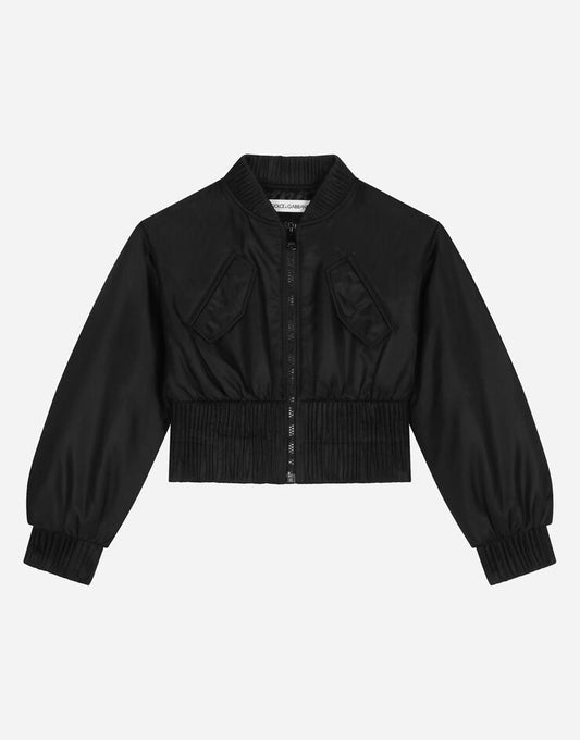 Bomber in raso con etichetta