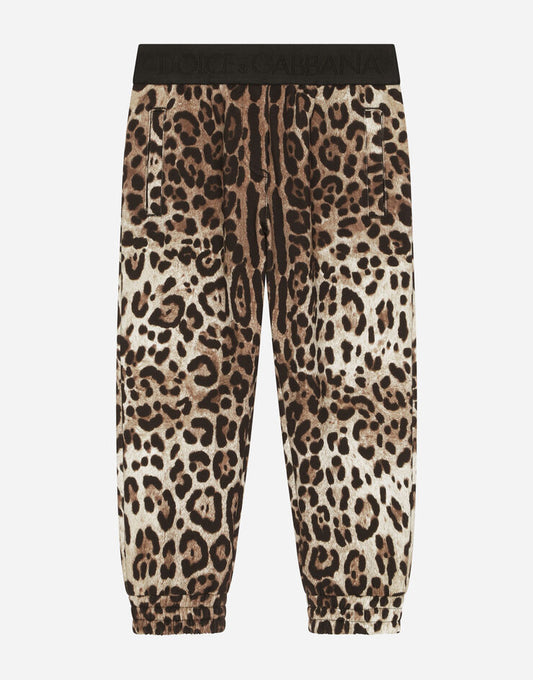 Pantaloni da jogging in jersey con stampa leopardo