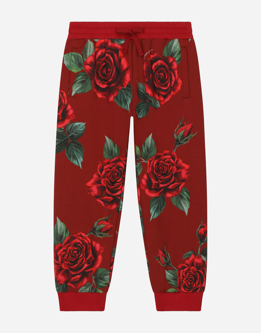 Pantaloni da jogging con stampa di rose