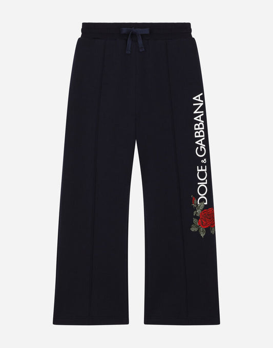 Pantaloni da jogging con logo e stampa di rose