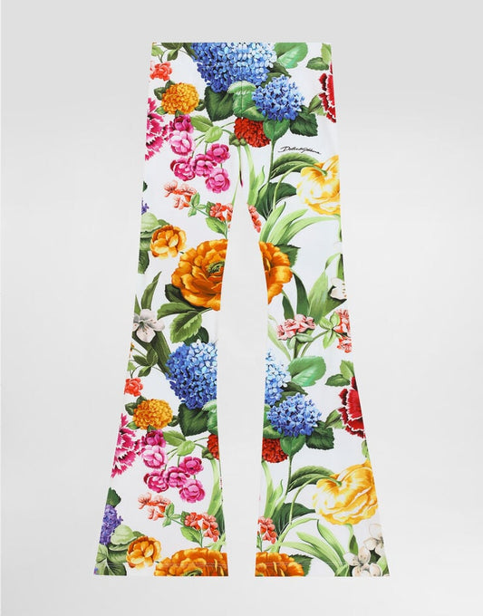 Pantaloni interlock con stampa floreale