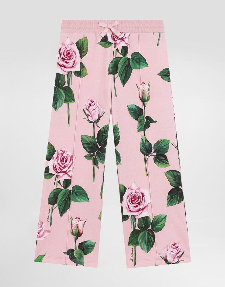 Pantaloni da jogging in pile con stampa rosa
