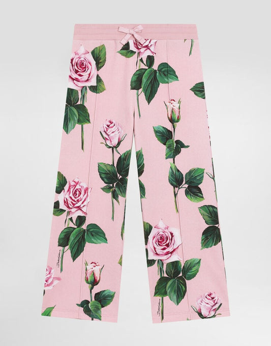 Pantaloni da jogging in pile con stampa rosa
