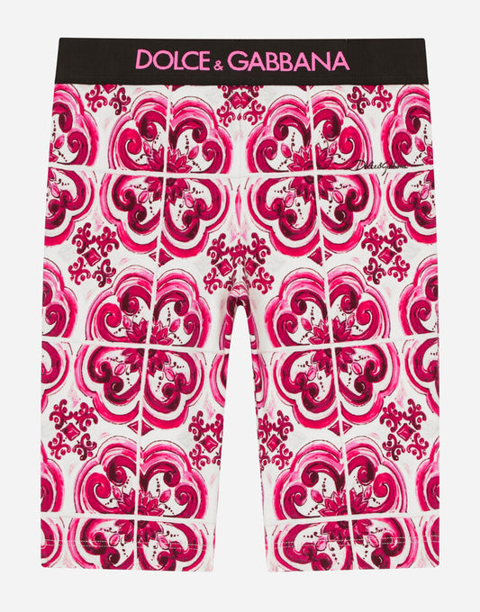 Pantaloncini da ciclismo Interlock con stampa maiolica