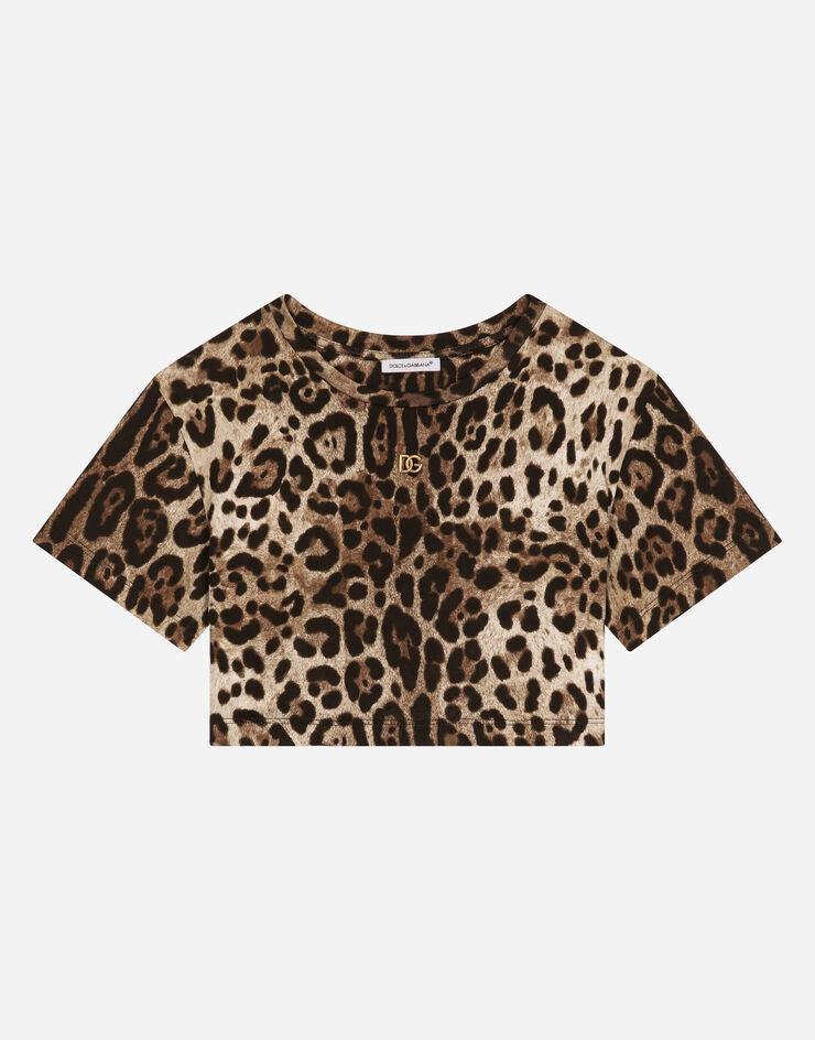 Camiseta de punto con estampado de leopardo