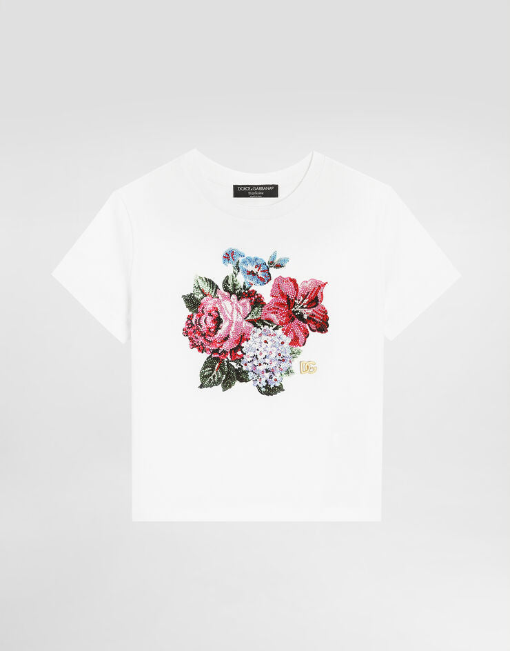 Camiseta de punto con estampado y logotipo DG