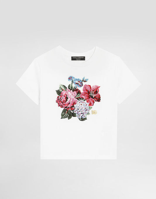 Camiseta de punto con estampado y logotipo DG