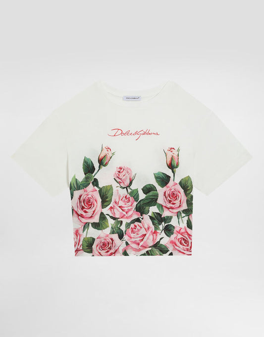 Camiseta de punto con estampado de rosas