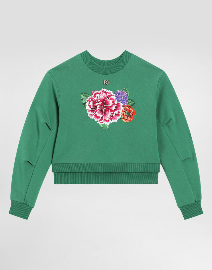 Felpa a girocollo con design floreale e logo DG