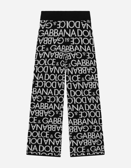 Pantaloni in maglia con logo jacquard