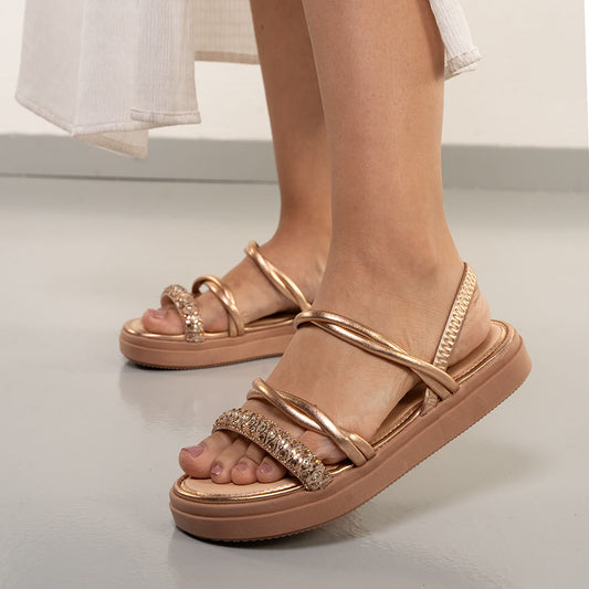 Sandália feminina Mississipi Rose Glitter Flatform
