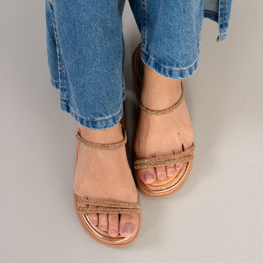 Women's Platform Sandals with Elastic Straps in Bronze by Mississipi