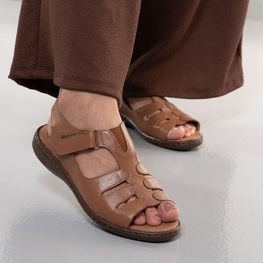 Sandalo Antistress Opananken Comfort da donna in Caramello