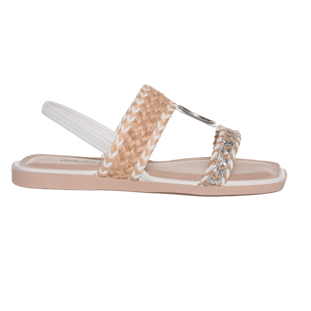 Women's White Sandal with Gold Strap by Dakota
