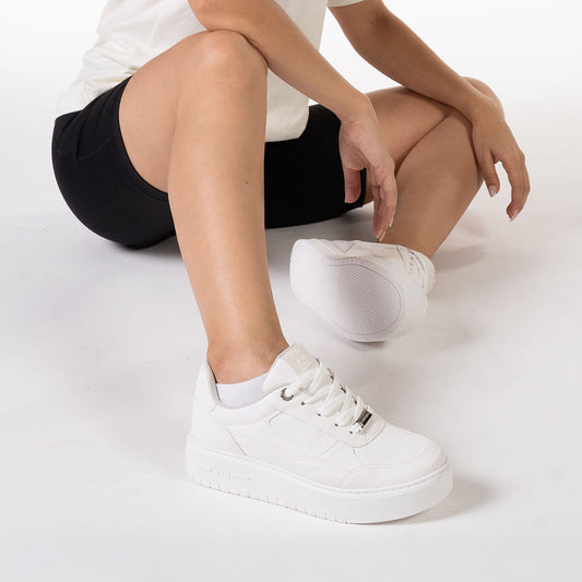 Via Marte - Sneakers con plateau da donna in bianco sporco