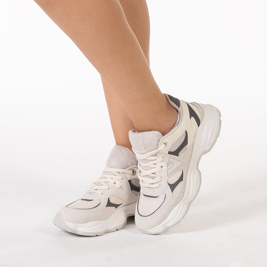 Sneakers sportive Via Marte da donna in mesh color crema