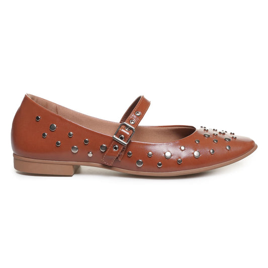 Di Valentini Ballerine caramello con borchie