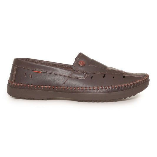 Mocassini da uomo in pelle traforata marrone - Free Way
