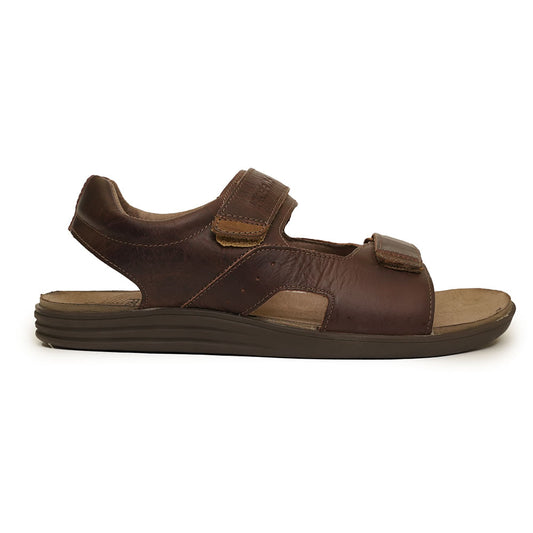 Sandalias marrones de velcro con logotipo para hombre - Free Way