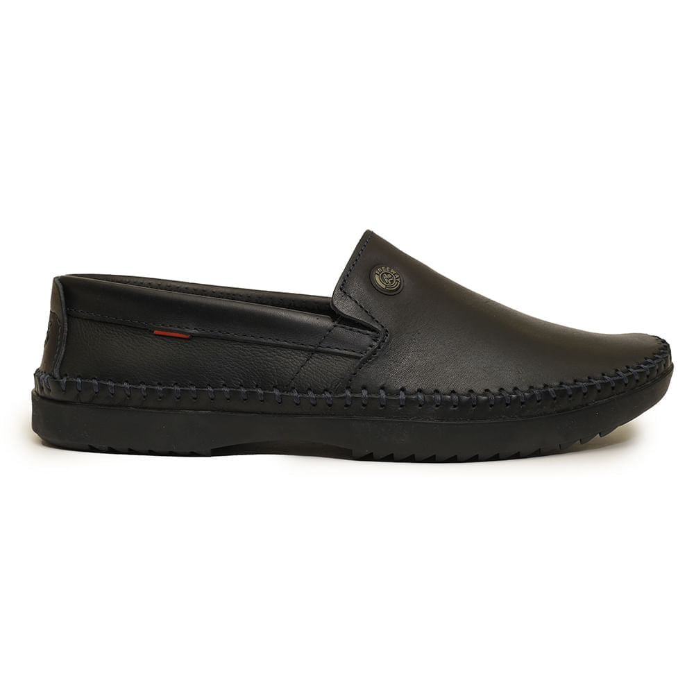 Mocasines de hombre de piel negra con pespuntes - Free Way