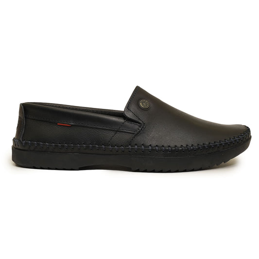Loafers masculinos de couro preto com costura - Free Way