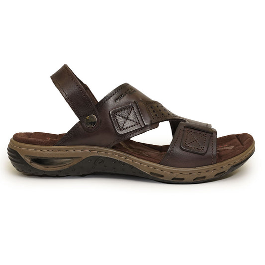 Sandalias cerradas de piel con tiras para hombre en marrón
