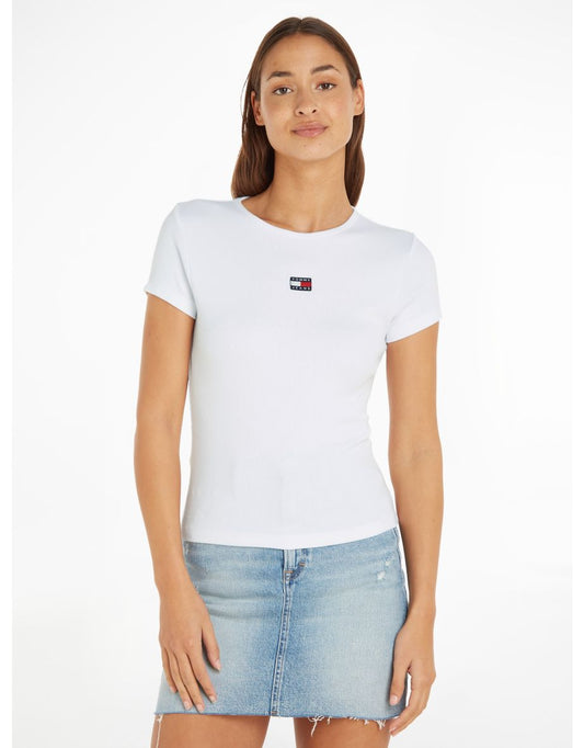 Maglietta Tommy Jeans XS Badge Ribbed da donna