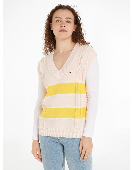 Gilet con scollo a V a righe Tommy Jeans Donna