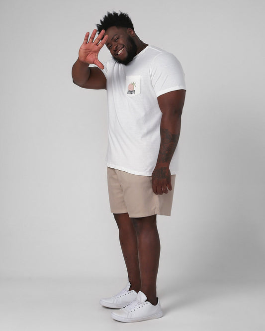 Shorts com cordão bege plus size para homens - Allman By Riachuelo