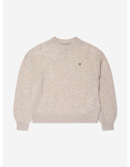 Jersey de lana suave Essential Beige para niña
