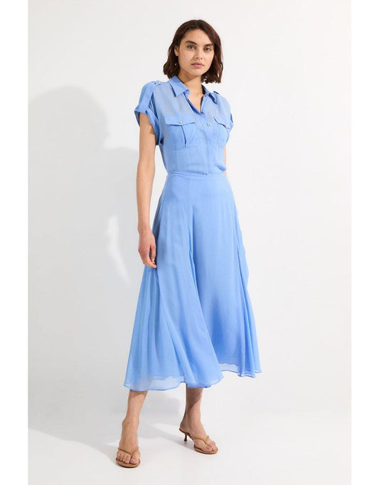 Maxi gonna in georgette di viscosa trasparente