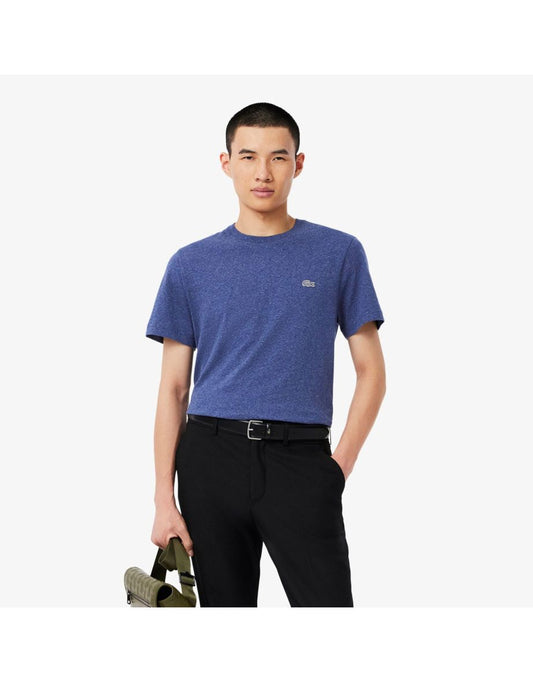 Camiseta masculina de algodão mercerizado azul Lacoste