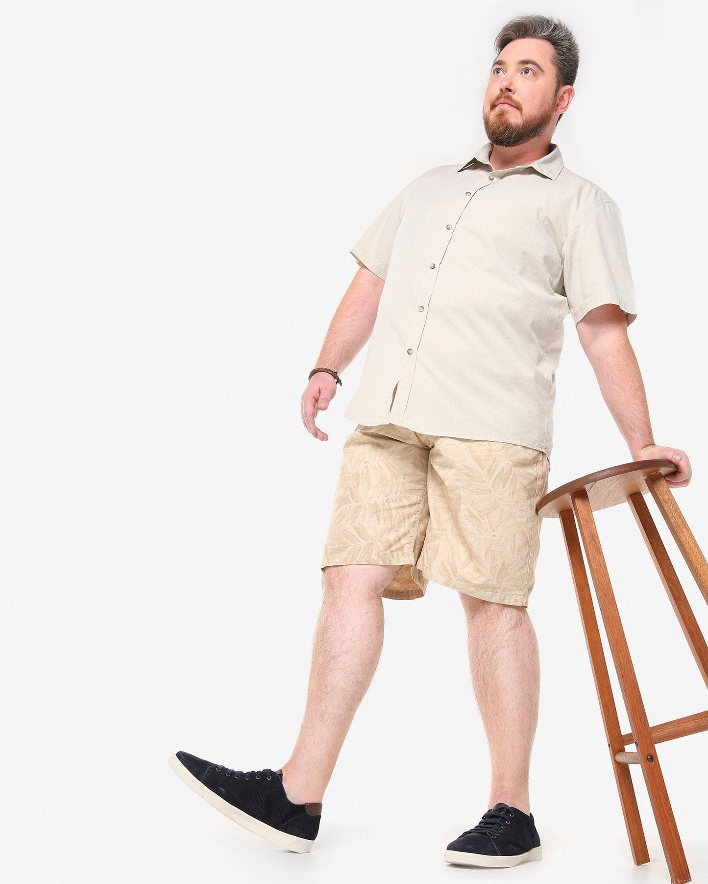 Bermuda Plus Size con stampa a foglie - Giallo