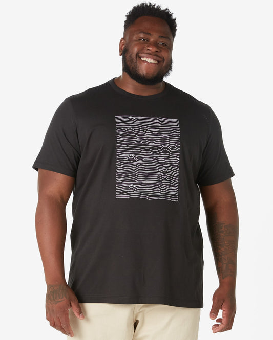 Maglietta a maniche corte plus size da uomo Lines Black di Allman per Riachuelo