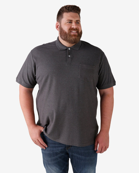 Polo gris de manga corta para hombre talla grande | Pool Basics