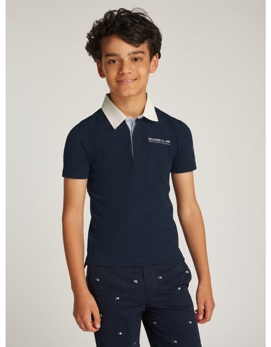 Camisa polo Ithaca Regular Fit para meninos, em azul-marinho