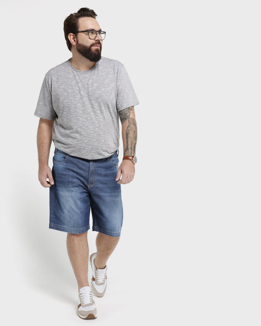 Plus Size Distressed Denim Bermuda Shorts - Blue