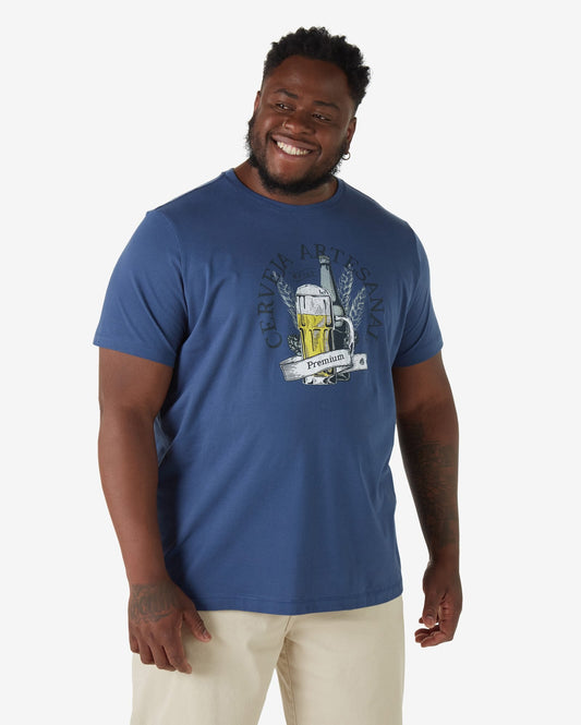 Men's Plus Size Short Sleeve T-Shirt Craft Beer Steel Blue Allman By Riachuelo