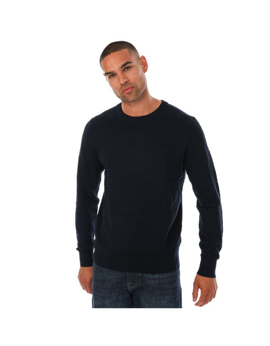 Maglione girocollo da uomo Tommy Hilfiger struttura in percalle blu