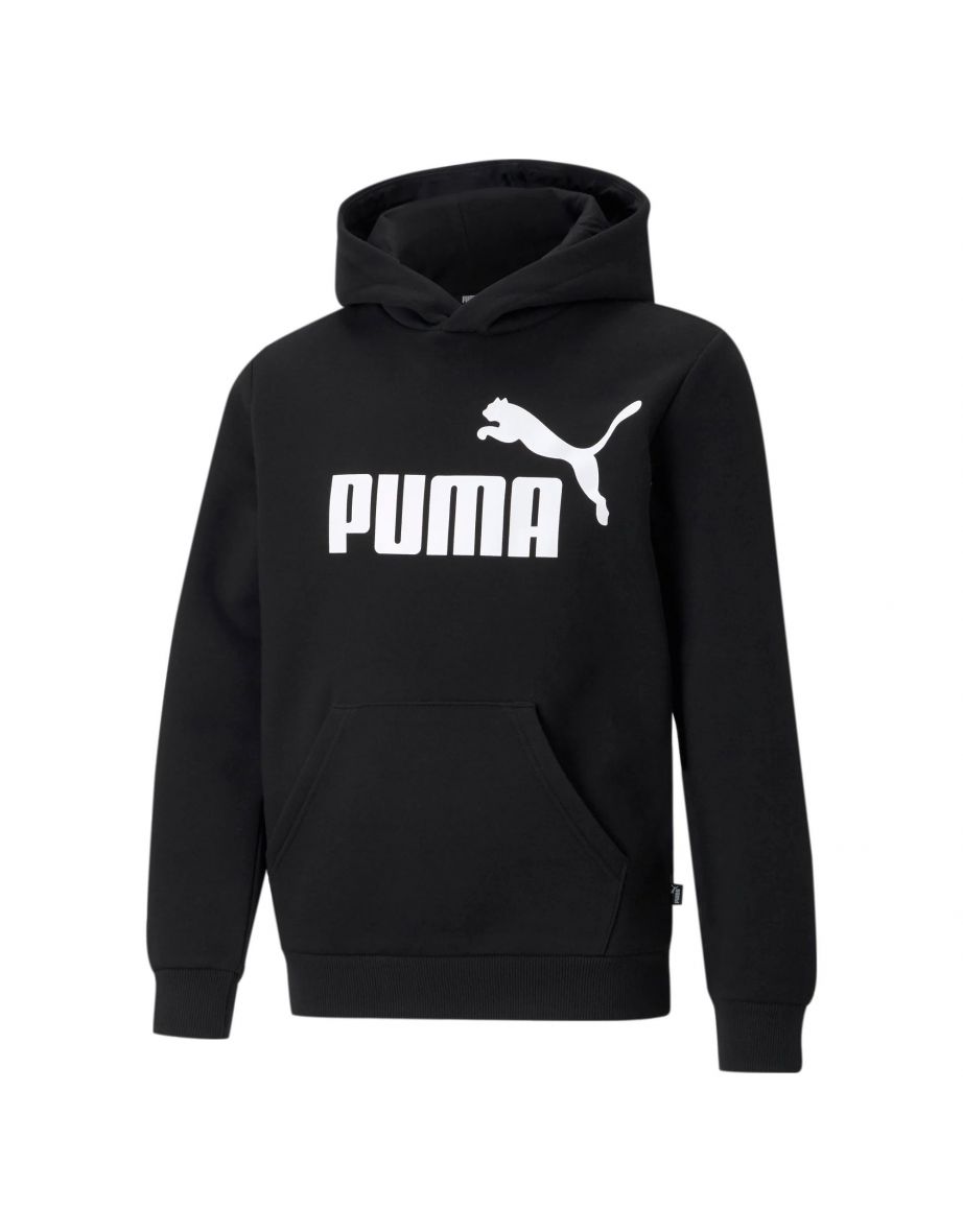 Jaqueta com capuz de lã com logotipo grande para crianças da Puma Essentials em preto