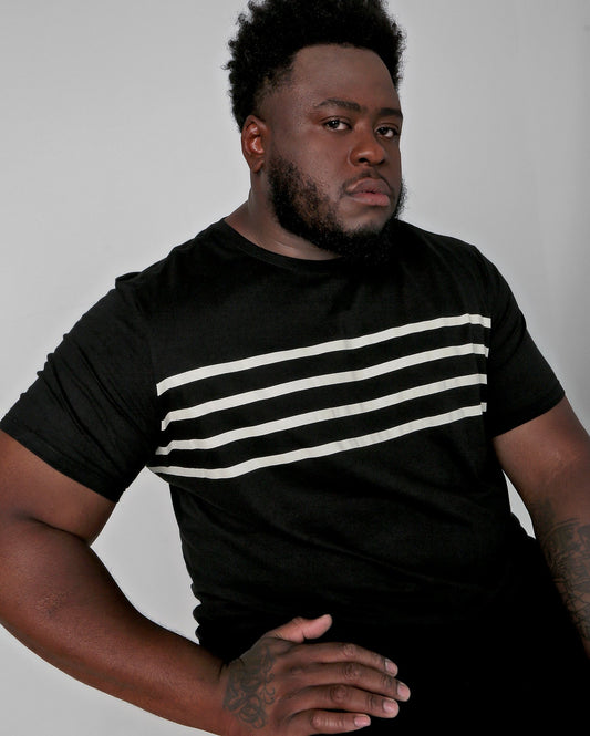 Maglietta uomo plus size a righe nera | Original Plus by Riachuelo