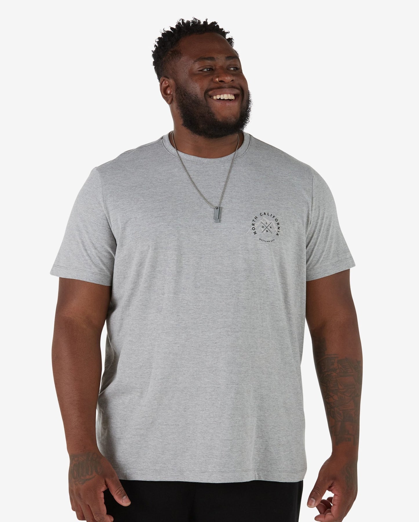 Men's Plus Size Short Sleeve T-Shirt North California Heather Gray
