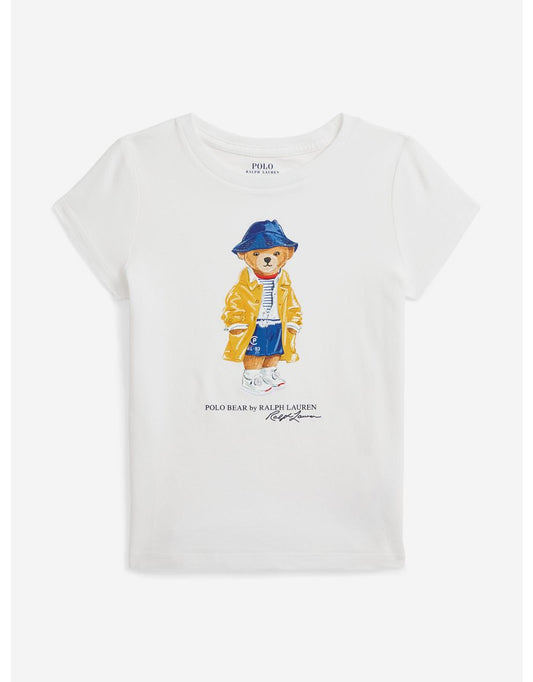 Camiseta Polo Oso Blanca Niña